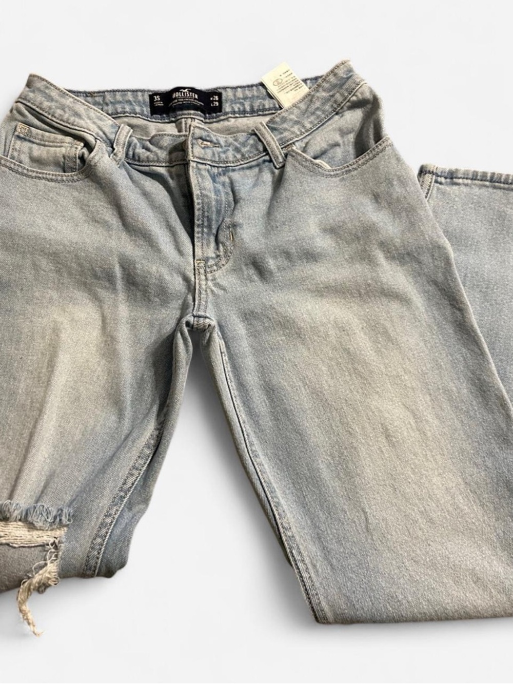 Hollister Vintage Straight Light Wash Jeans - Pale Blue